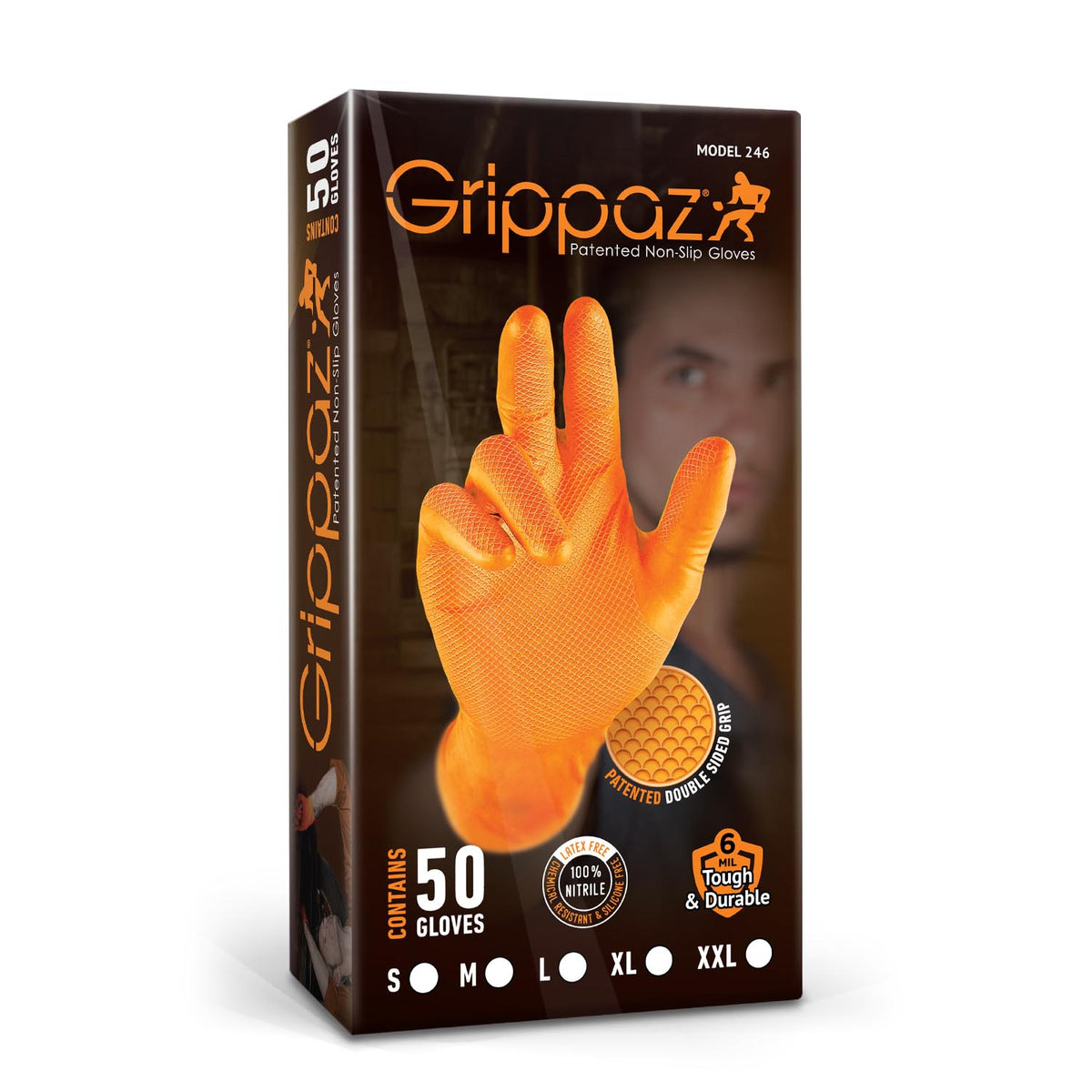 50 Stk. Grippaz 246 Nitrilhandschuhe EN ISO 374 orange