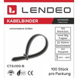 Lendeo Kabelbinder schwarz verschiedene Größen 100 Stk. Polyamid UV-bestädnig